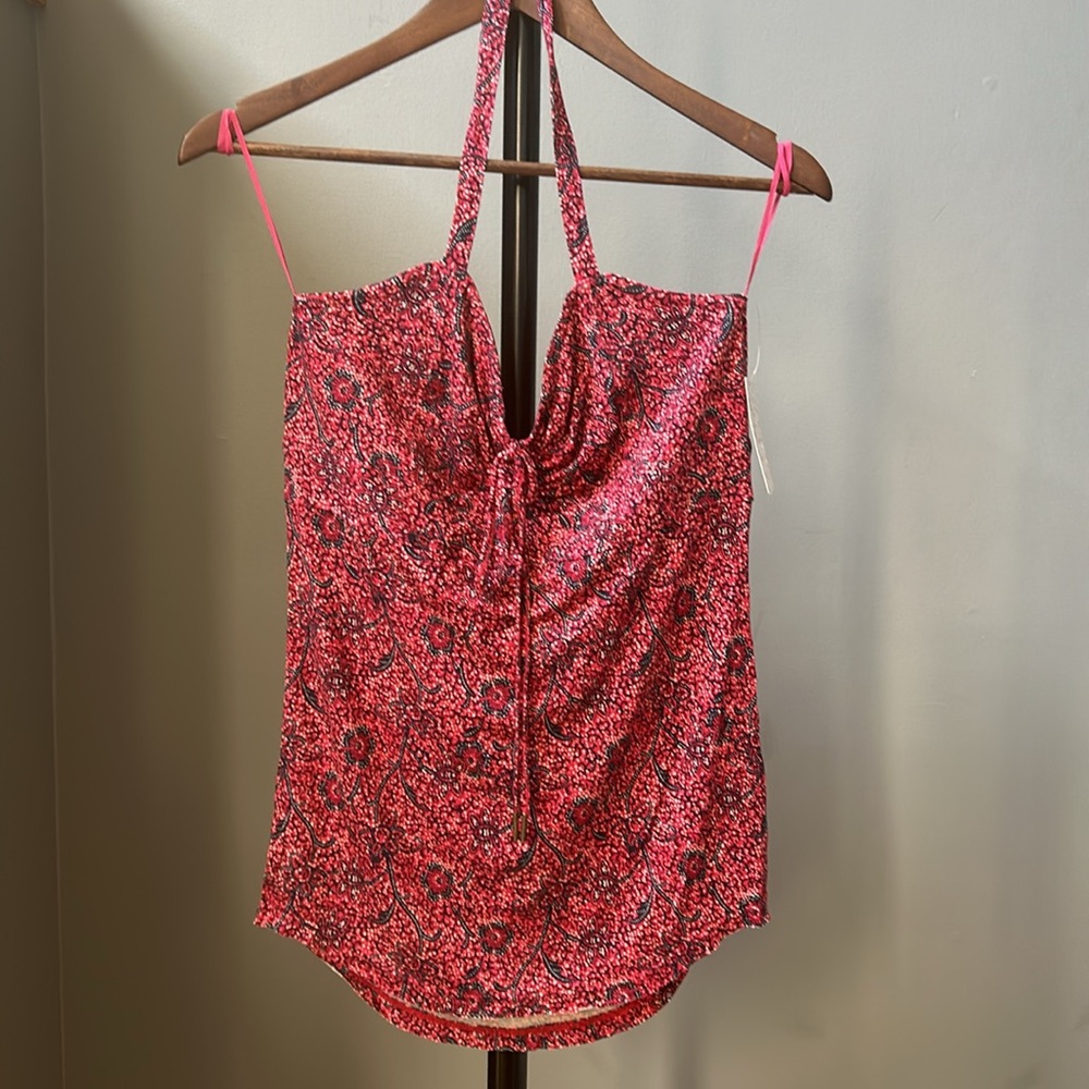NWOT Free People Large red paisley halter tank with back tie